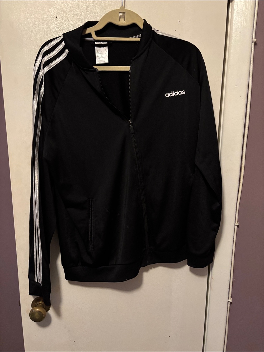 adidas Black Jacket with White Shoulder Stripes